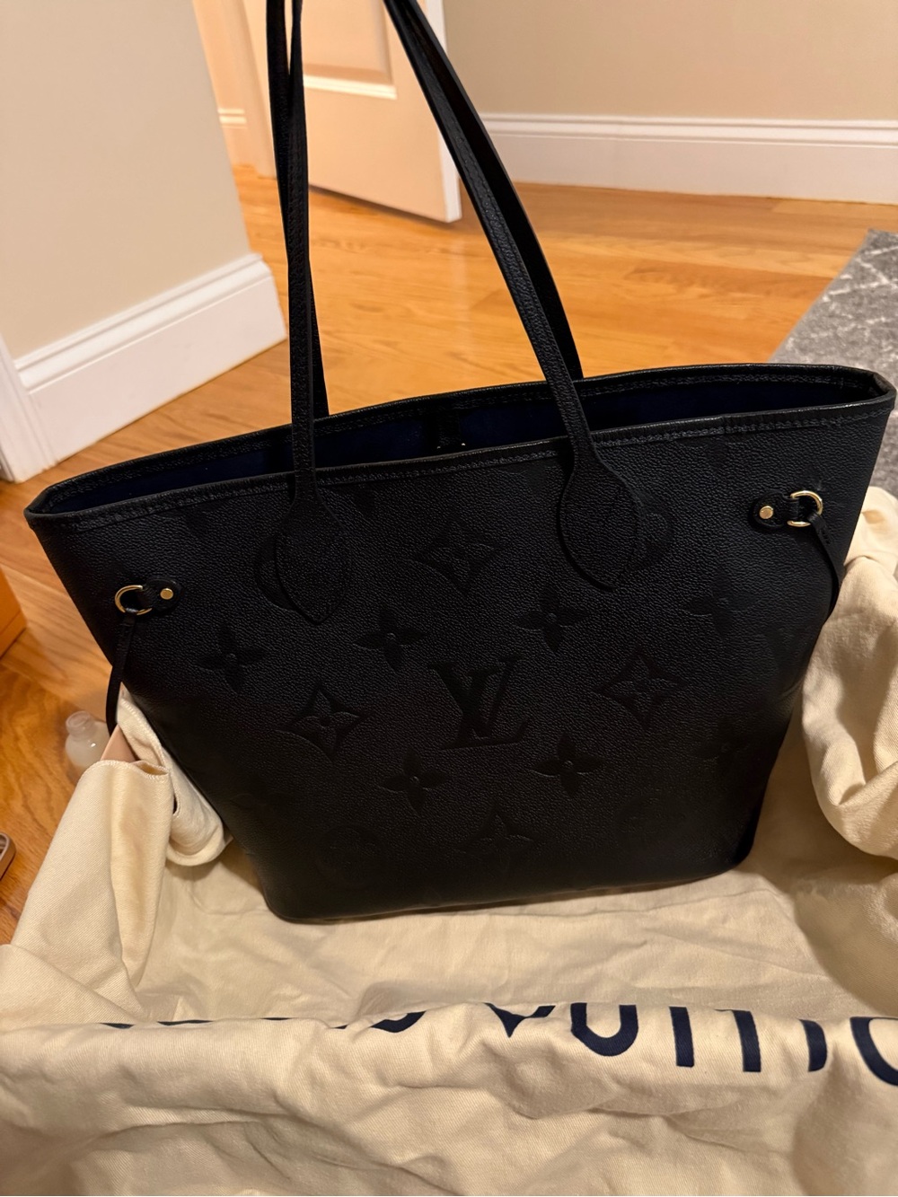 Louis Vuitton Black Embossed Monogram Tote